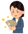 お金を数える女性
