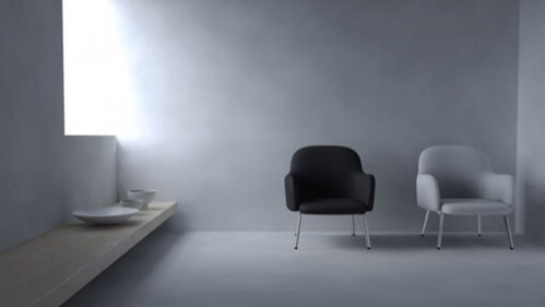 3DCGで作成した、部屋の中に置かれた椅子の画像
