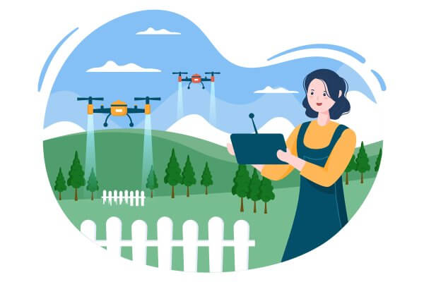 農薬散布用ドローンを活用しているイラスト